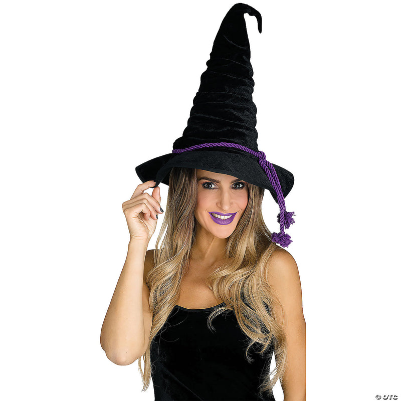 Velour Black Witch Hat - image 1