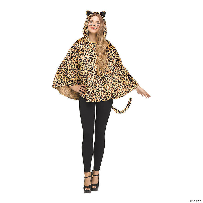 Woman's Hooded Leopard Poncho Costume