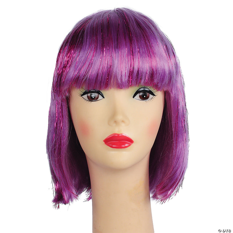 Budget-Friendly Tinsel China Doll Wig - PURPLE-DARK - image 2
