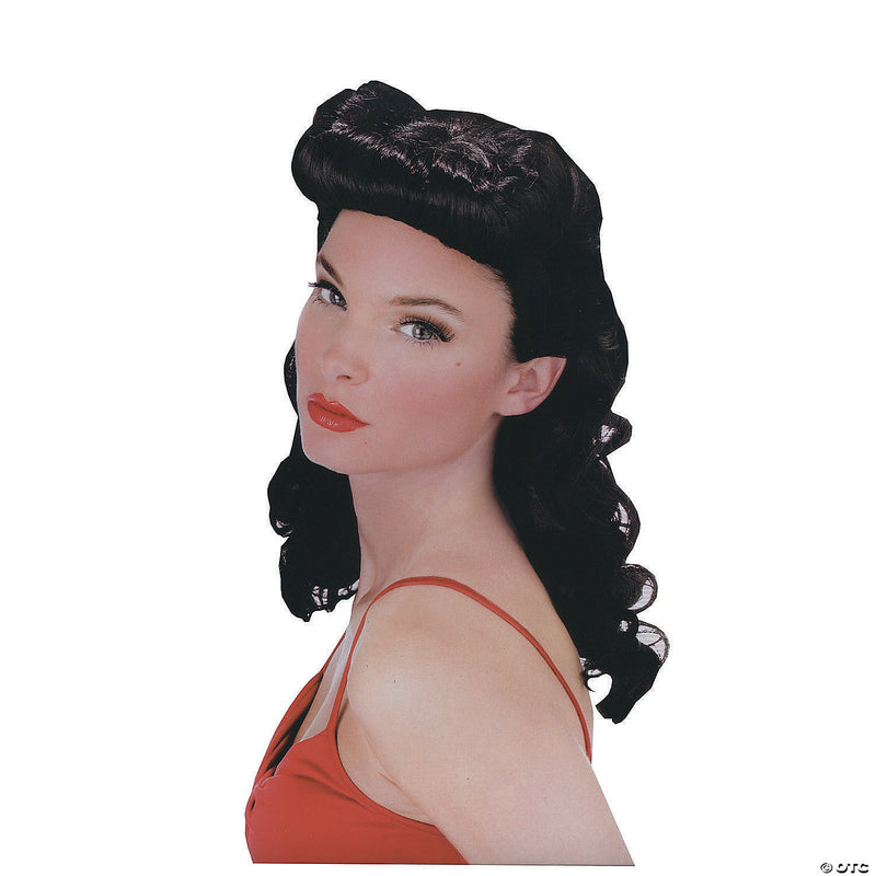 Women's Black Pin Up Babe Wig - LARGE - image 1