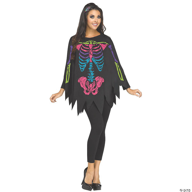 Women's Colorful Skeleton Poncho Costume | Costume-shop.com - image 1