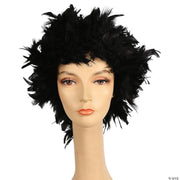 Phyllis Diller Feather Wig - BLACK - image 1