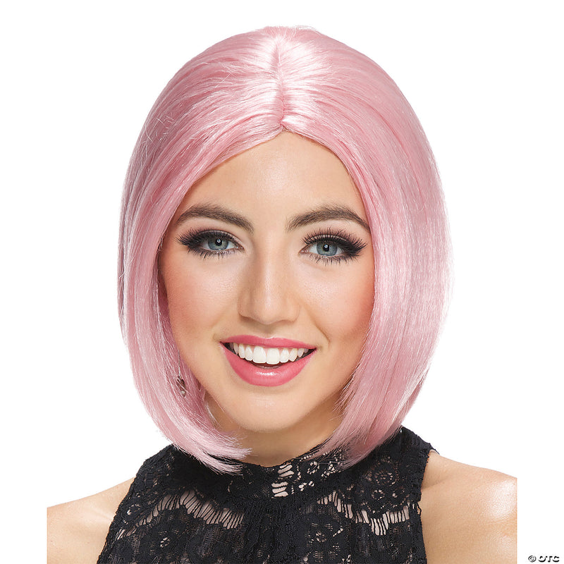 Center Part Frosted Bob Wig - PINK - image 1