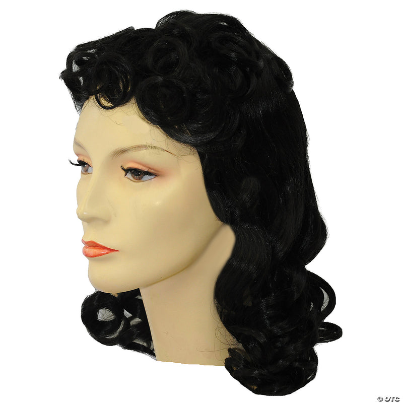 Curly 1940s Movie Wig - BLACK - image 4