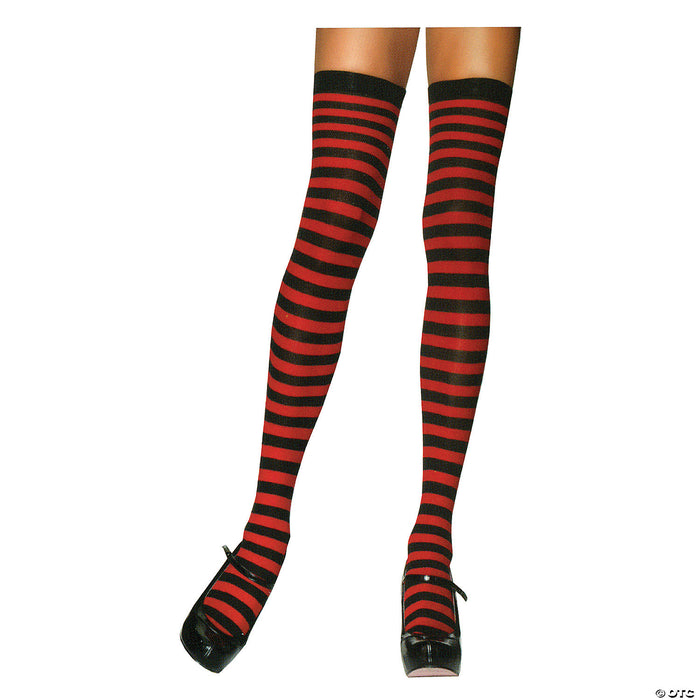 Women's Nylon Striped Thigh-High Stockings
