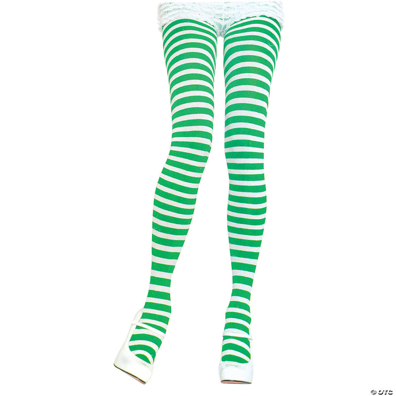 Women's Nylon Striped Tights | Costume-shop.com - GREEN-NEON - image 1