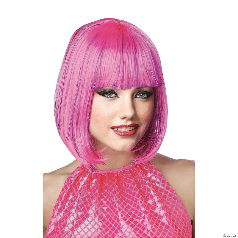 Women's Shimmering Bob Wig - PINK - image 1