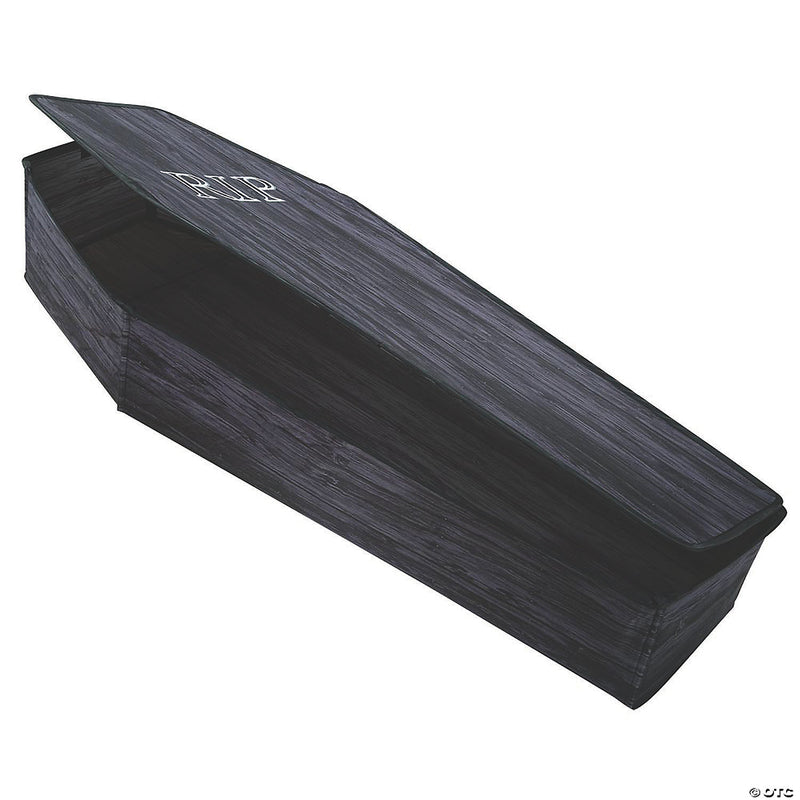 Wooden-Look Coffin with Lid Halloween Decoration - image 1