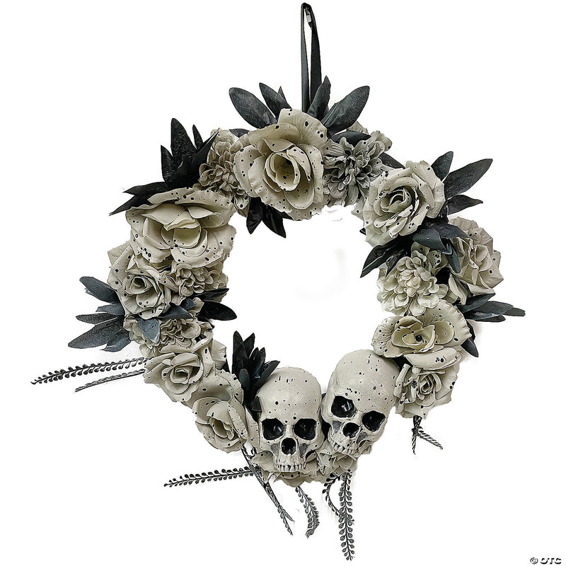 Elegant Skull & Roses Halloween Wreath - image 1