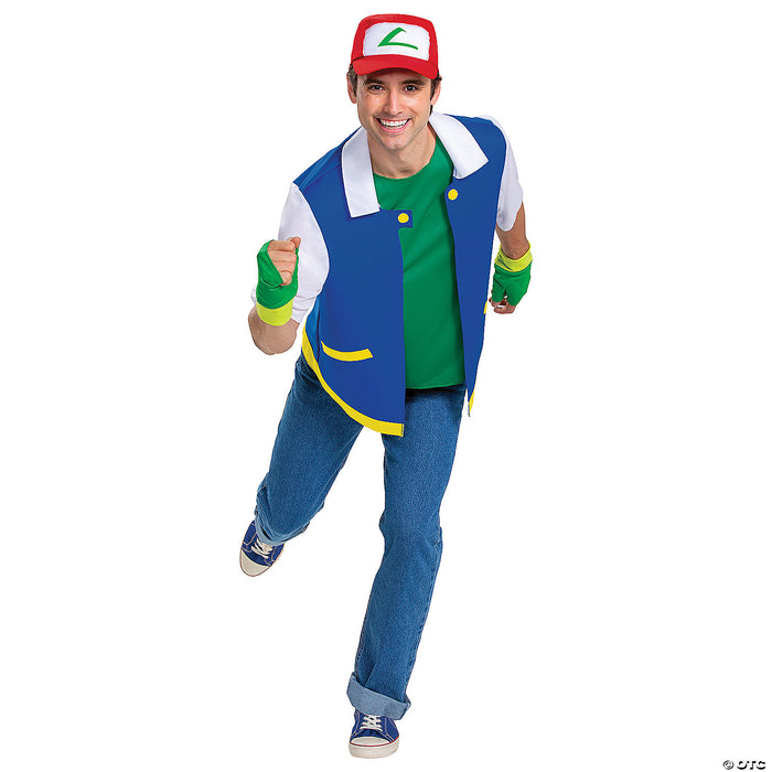 Adults Classic Pokémon Master Ash Ketchum Costume Sm/Md 36-40